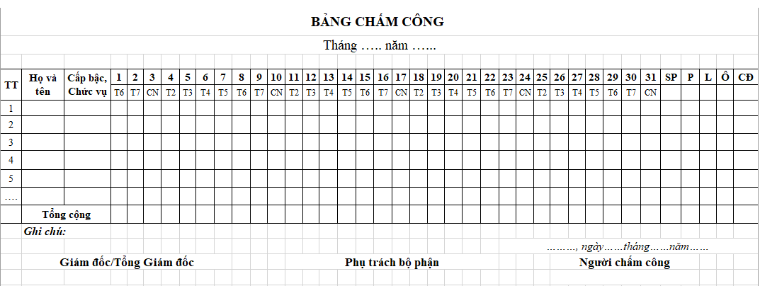 bang cham cong