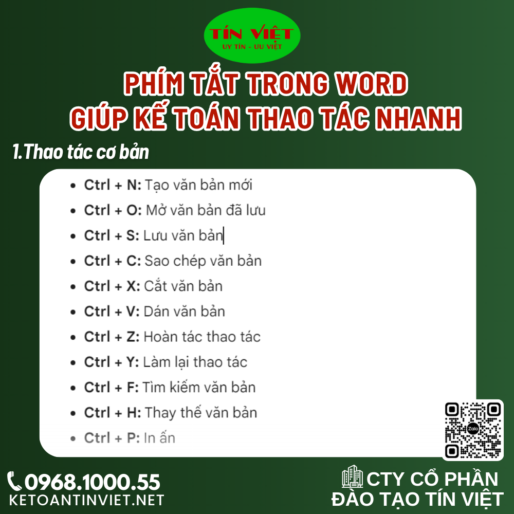 HƯỚNG DẪN CÁC PHÍM TẮT TRONG WORD GIÚP KẾ TOÁN THAO TÁC NHANH