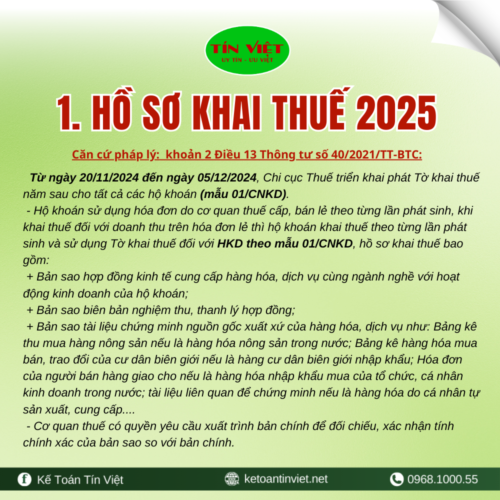 Hồ sơ khai thuế 2025