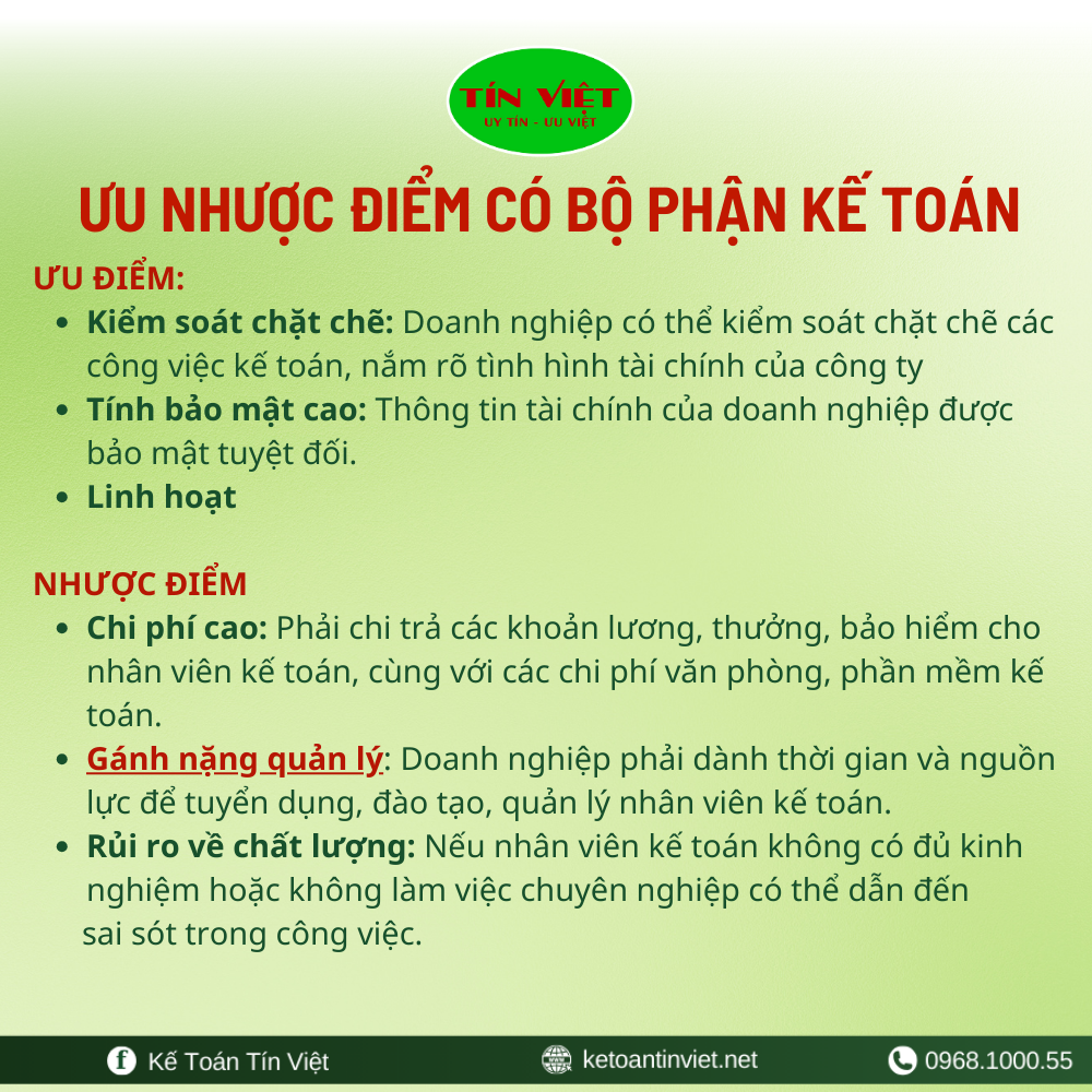 ưu nhuoc diem bo phan ke toan