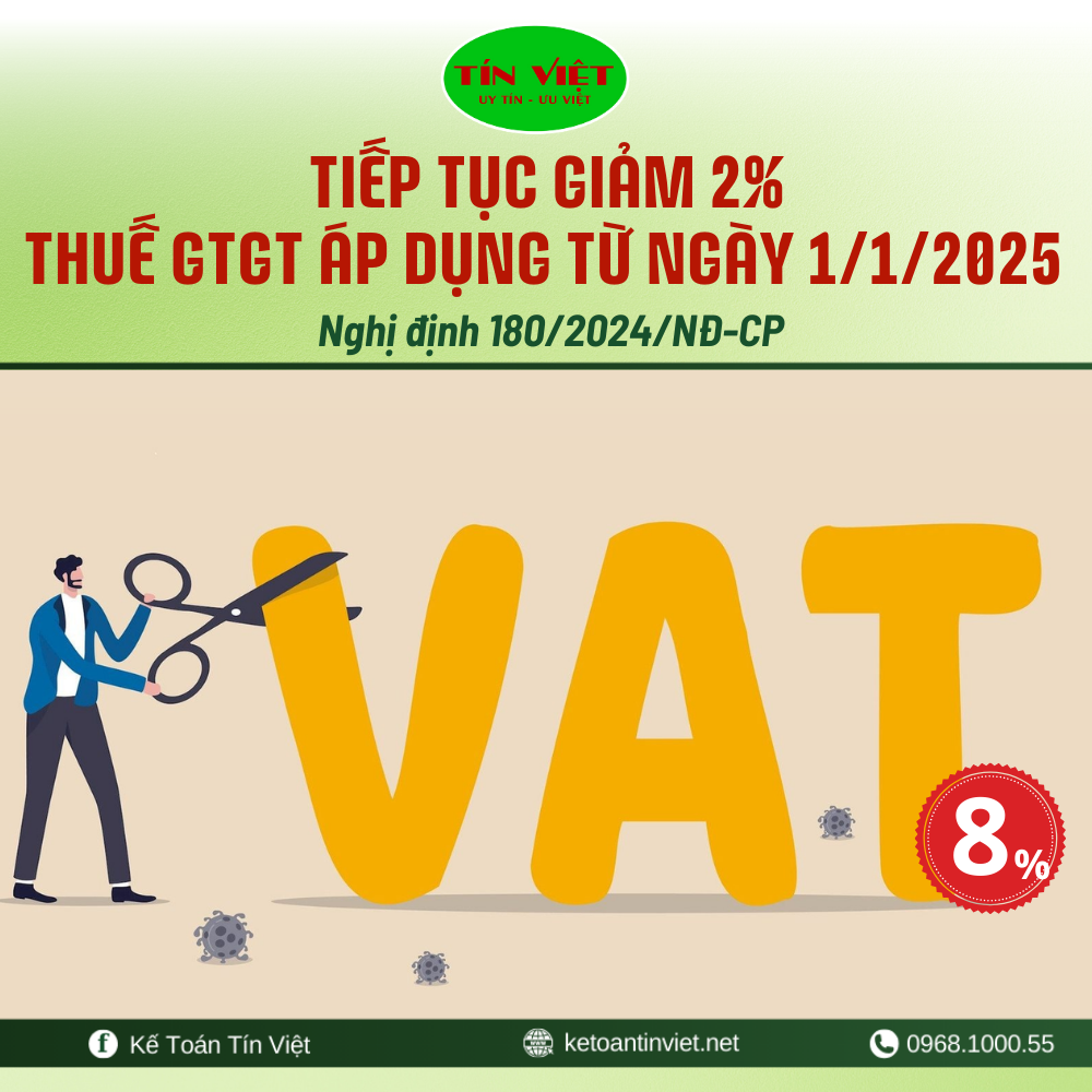 Tiếp tục giảm thuế giá trị gia tăng 2% áp dụng từ ngày 1/1/2025