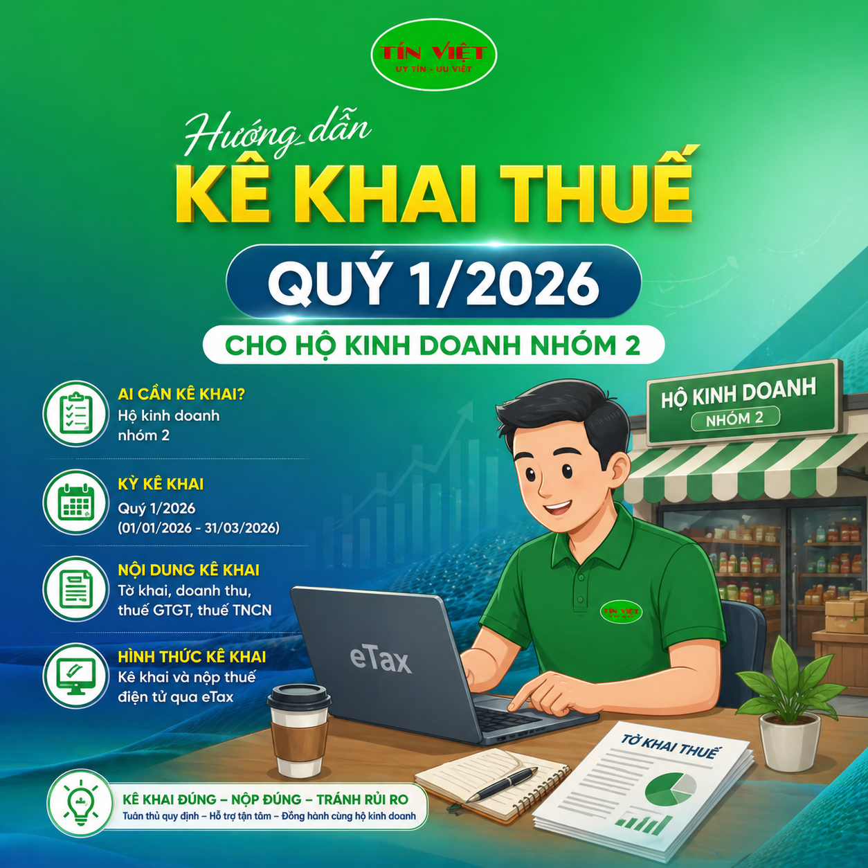 Hướng dẫn kê khai thuế quý 1/2026 cho hộ kinh doanh nhóm 2