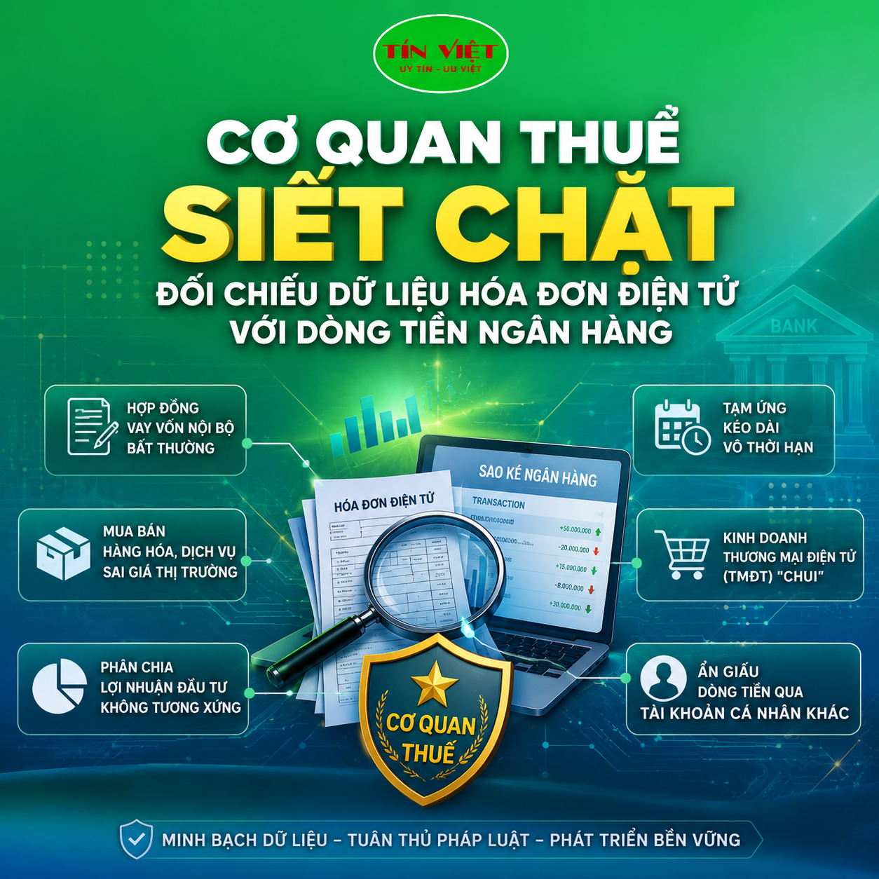 Cơ quan thuế siết chặt đối chiếu dữ liệu hóa đơn điện tử với dòng tiền ngân hàng