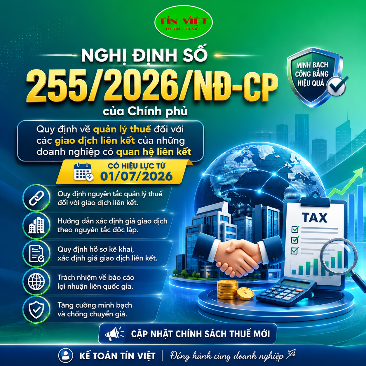 Nghị định 255/2026/NĐ-CP: Những điểm mới doanh nghiệp cần biết về quản lý thuế giao dịch liên kết